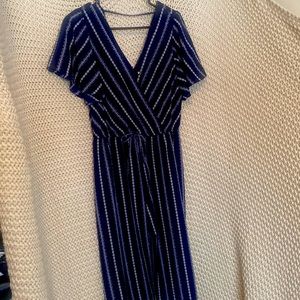 Blue and white Signature studio shorts with train romper